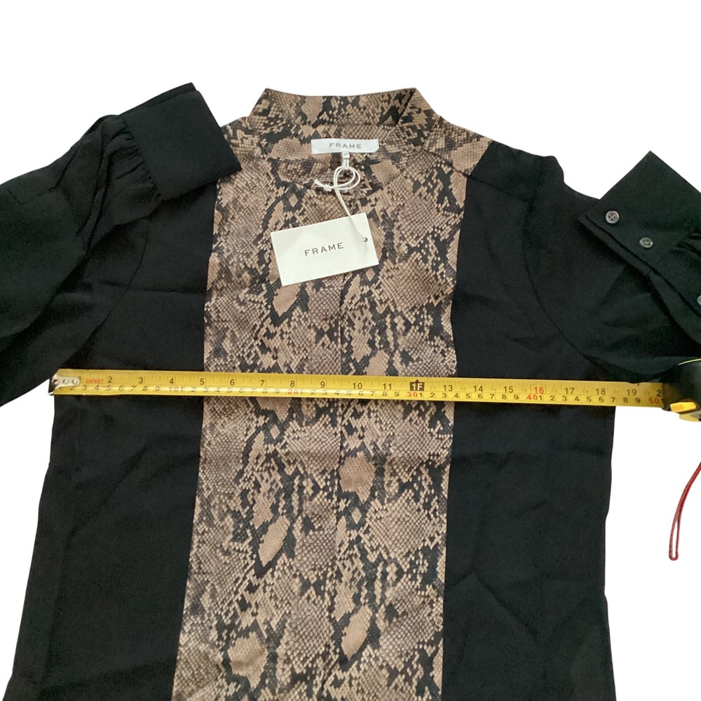 FRAME Black Snake Print Silk Button Down Shirt Top Blouse‎ S P - Picture 4 of 7